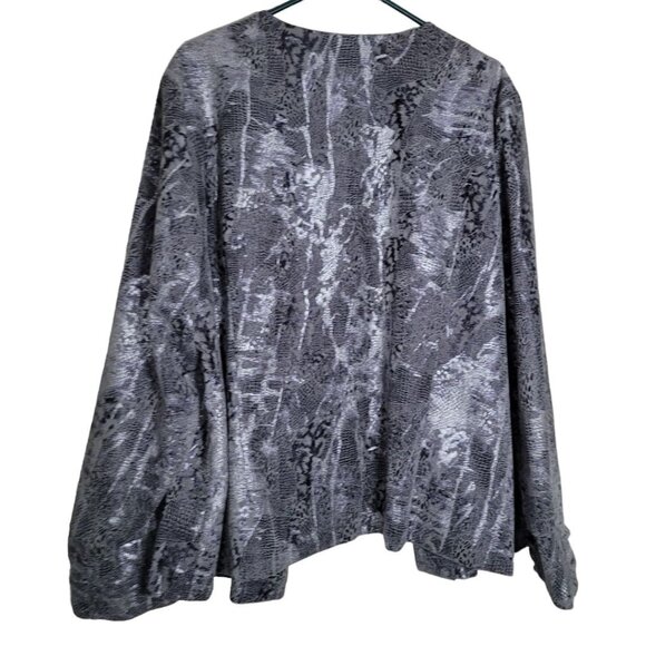 Dressbarn Silver Metallic Open Jacket Coat‎ Long Sleeve Womens Plus 22 24 - Picture 2 of 10